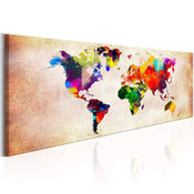 Canvas Print World Map Colourful Ramble 135x45cm