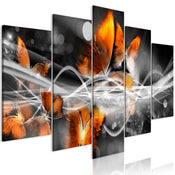 Canvas Print Swarm of Butterflies Wide Grey 5 Panels 200x100cm