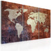 Canvas Print Rusty kaart van de Wereld 3 Panels 120x80cm