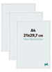 Aurora Aluminium Photo Frame 21x29-7cm A4 Set Van 3 White High Gloss Front Size | Yourdecoration.com