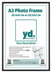 Aurora Aluminium Photo Frame 29 7x42cm A3 Black Front Insert Sheet | Yourdecoration.com