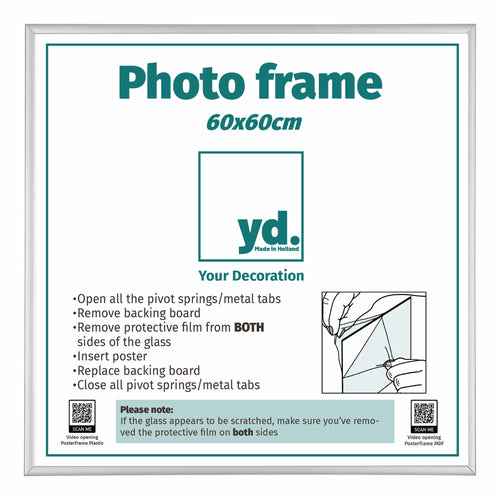 Aurora Aluminium Photo Frame 60x60cm Silver Mat Front Size | Yourdecoration.com