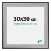 Birmingham Wooden Photo Frame 30x30cm Black Silver gepolijst Size | Yourdecoration.com