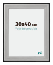 Birmingham Wooden Photo Frame 30x40cm Black Silver gepolijst Size | Yourdecoration.com