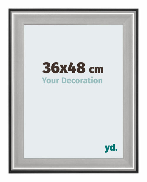 Birmingham Wooden Photo Frame 36x48cm Black Silver Polished Front Size | Yourdecoration.com