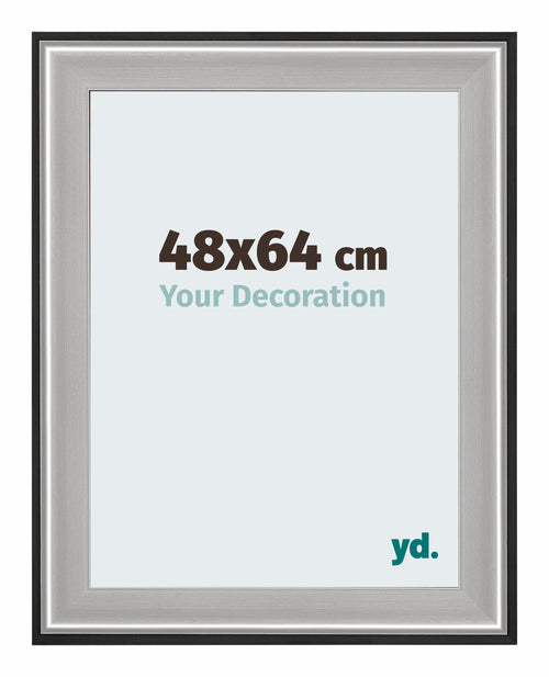 Birmingham Wooden Photo Frame 48x64cm Black Silver Polished Front Size | Yourdecoration.com