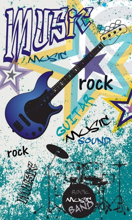 Dimex Blue Guitar Wall Mural 150x250cm 2 Panels | Yourdecoration.com