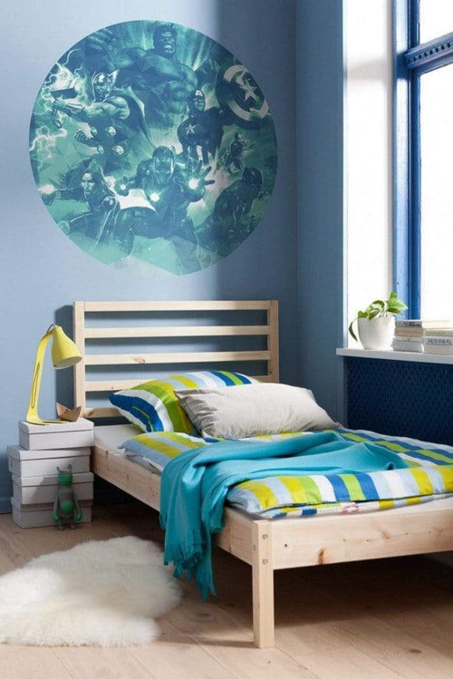 Komar Avengers Blue Power Self Adhesive Wall Mural 125x125cm Round Ambiance | Yourdecoration.com