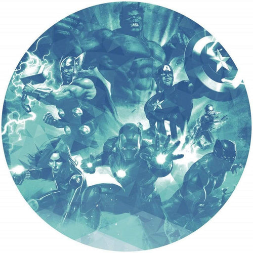 Komar Avengers Blue Power Self Adhesive Wall Mural 128x128cm Round | Yourdecoration.com