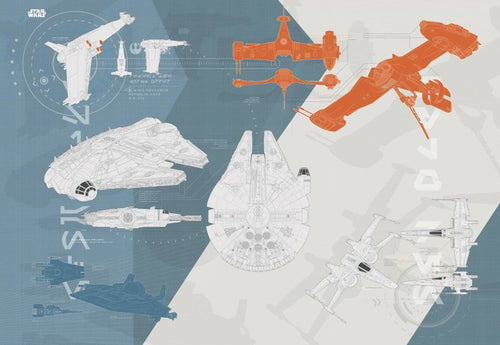 Komar Star Wars Technical Plan Wall Mural 368x254cm | Yourdecoration.com