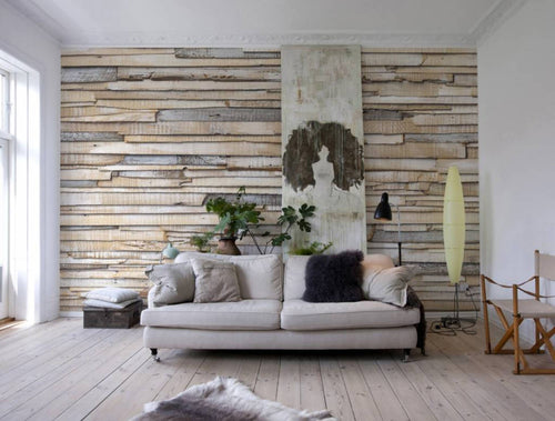 Komar Whitewashed Wood Wall Mural 368x254cm | Yourdecoration.com