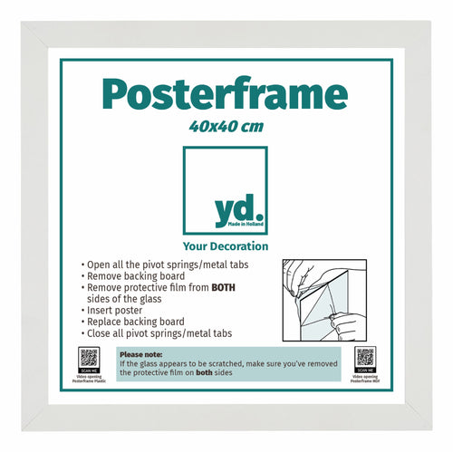 Poster Frame MDF 40x40cm White Mat Front Size | Yourdecoration.com