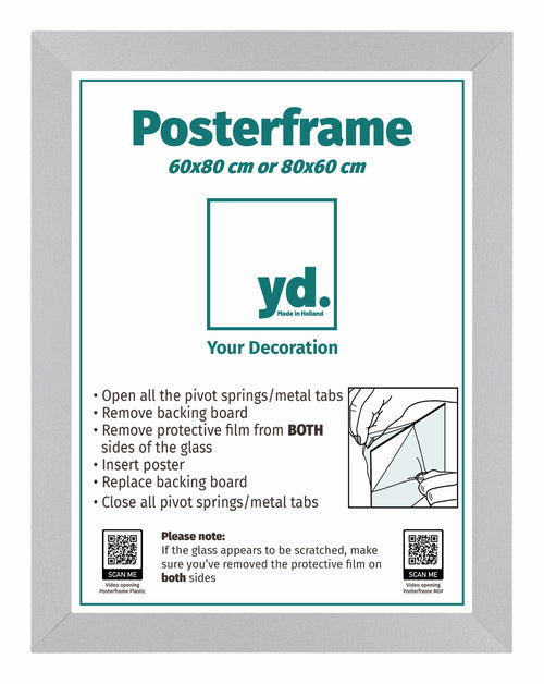 Poster Frame MDF 60x80 Mat Silver Front Size | Yourdecoration.com