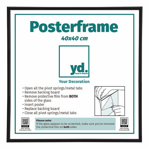 Poster Frame Plastic 40x40cm Black Mat Front Size | Yourdecoration.com