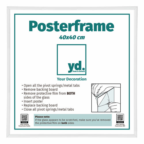 Poster Frame Plastic 40x40cm White High Gloss Front Size | Yourdecoration.com