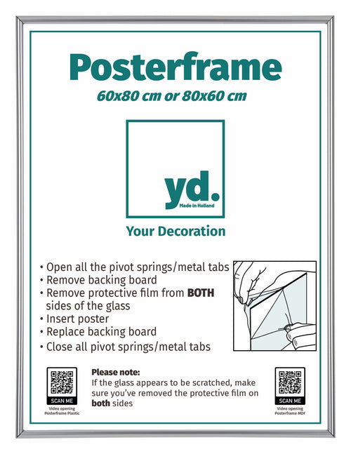 Poster Frame Plastic 60x80cm Silver Front Size | Yourdecoration.com