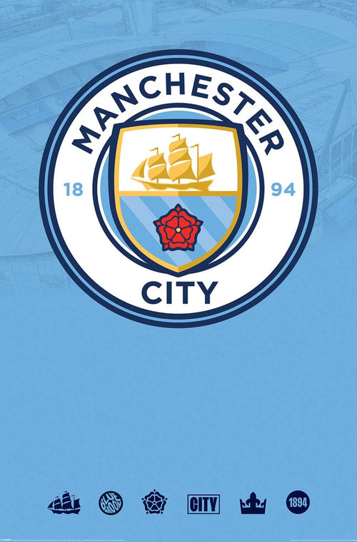 Poster Manchester City Club Crest 61x91 5cm PP35440 | Yourdecoration.com