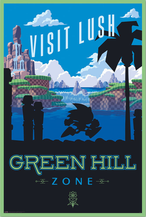 Poster Sonic The Hedgehog Visit Lush Green Hill Zone 61x91 5cm Grupo Erik GPE5810 | Yourdecoration.com