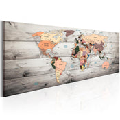 Canvas Print World Maps Wooden Travels 135x45cm