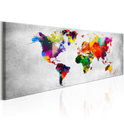 Canvas Print World Map Coloured Revolution 135x45cm