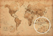 GBeye World Map Antique Style Poster 91,5x61cm | Yourdecoration.com