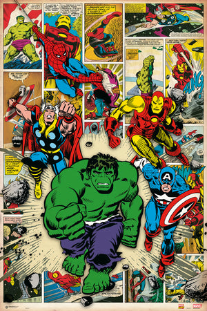 Grupo Erik GPE4786 Marvel Comics Here Come The Heroes Poster 61X91,5cm | Yourdecoration.com