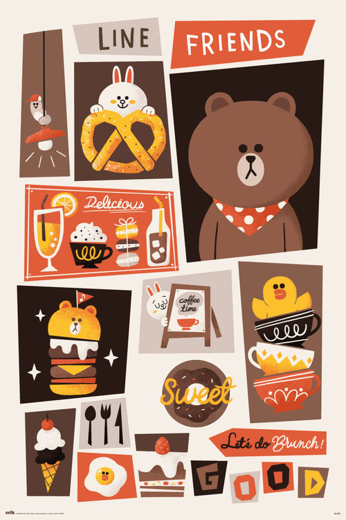 Grupo Erik GPE5347 Line Friends Lets Do Brunch Poster 61X91,5cm | Yourdecoration.com