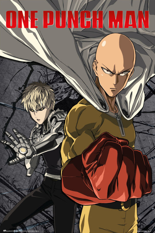 grupo erik gpe5621 one punch man saitama vs genos poster 61x91.5cm | Yourdecoration.com