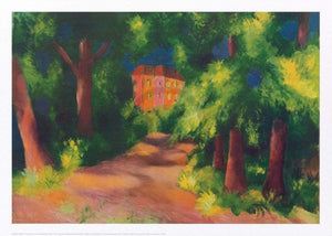 August Macke Rotes Haus im Park Art Print 70x50cm | Yourdecoration.com