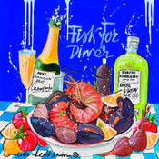 El van Leersum Fish for dinner Art Print 40x40cm | Yourdecoration.com