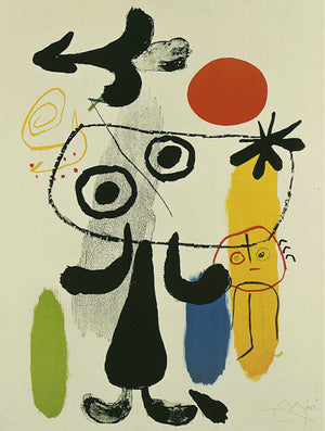 Joan Miro Figur gegen rote Sonne II Art Print 70x100cm | Yourdecoration.com