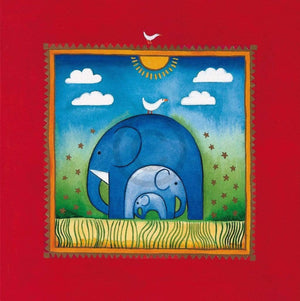 Linda Edwards Three little elephants Art Print 40x40cm | Yourdecoration.com