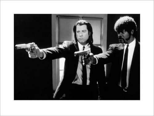 Pyramid Pulp Fiction Black and White Guns Art Print 60x80cm | Yourdecoration.com