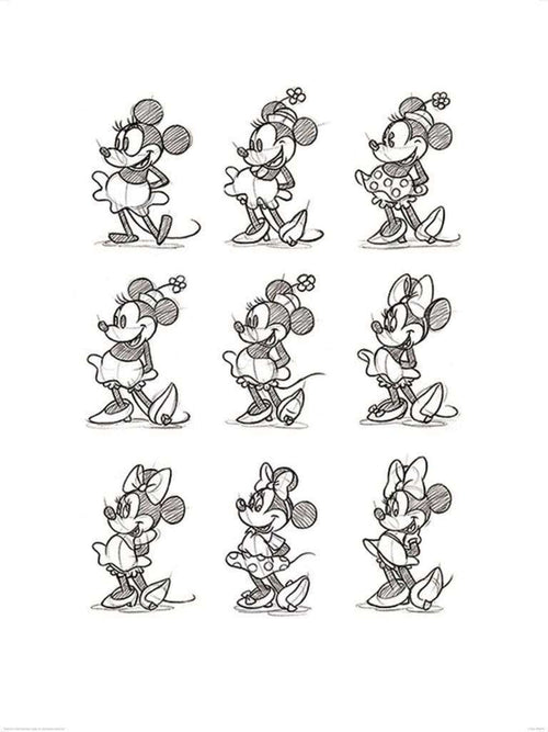 Pyramid Minnie Mouse Sketched Multi Art Print 60x80cm | Yourdecoration.com