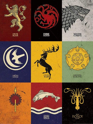 Pyramid Game of Thrones Sigils Art Print 60x80cm | Yourdecoration.com