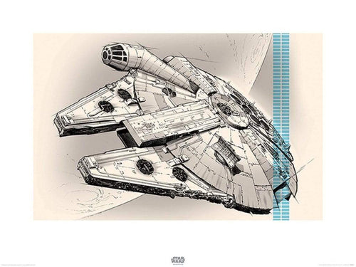 Pyramid Star Wars Episode VII Millennium Falcon Pencil Art Art Print 60x80cm | Yourdecoration.com