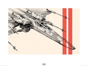 Pyramid Star Wars Episode VII xWing Pencil Art Art Print 60x80cm | Yourdecoration.com