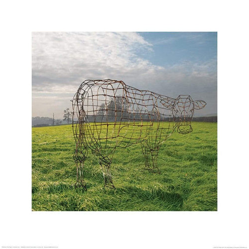 Pyramid Pink Floyd Wireframe Cow Art Print 40x40cm | Yourdecoration.com