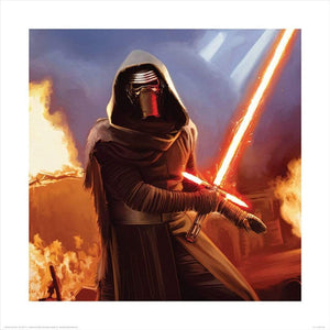 Pyramid Star Wars Episode VII Kylo Ren Fire Art Print 40x40cm | Yourdecoration.com