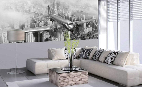 Dimex Airplane Wall Mural 375x150cm 5 Panels Ambiance | Yourdecoration.com