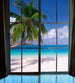 Dimex Beach Window View Wall Mural 225x250cm 3 Panels | Yourdecoration.com