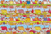 Dimex Houses in Town Wall Mural 375x250cm 5 Panels | Yourdecoration.com