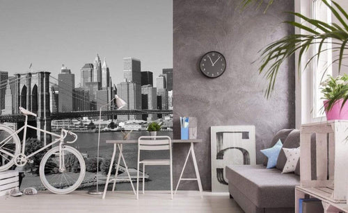 Dimex Manhattan Gray Wall Mural 225x250cm 3 Panels Ambiance | Yourdecoration.com