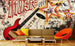 Dimex Red Guitar Wall Mural 375x250cm 5 Panels Ambiance | Yourdecoration.com