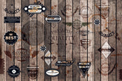 Dimex Vintage Labels Wall Mural 375x250cm 5 Panels | Yourdecoration.com