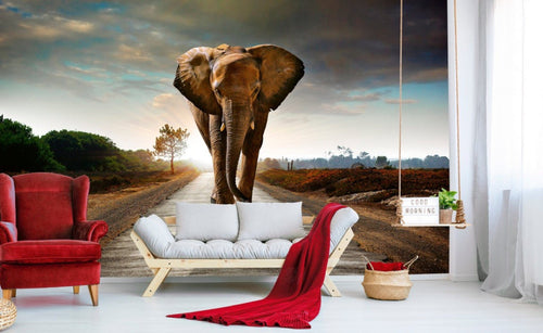 Dimex Walking Elephant Wall Mural 375x250cm 5 Panels Ambiance | Yourdecoration.com