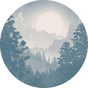 Komar Blue Valley Wall Mural 125x125cm Round | Yourdecoration.com