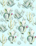 Komar Cactus Blue Non Woven Wall Mural 200x250cm 2 Panels | Yourdecoration.com