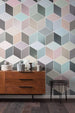 Komar Cubes Pastel Non Woven Wall Mural 200x250cm 2 Panels Ambiance | Yourdecoration.com