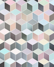 Komar Cubes Pastel Non Woven Wall Mural 200x250cm 2 Panels | Yourdecoration.com